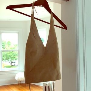 Andrew Marc lined suede lace-back halter